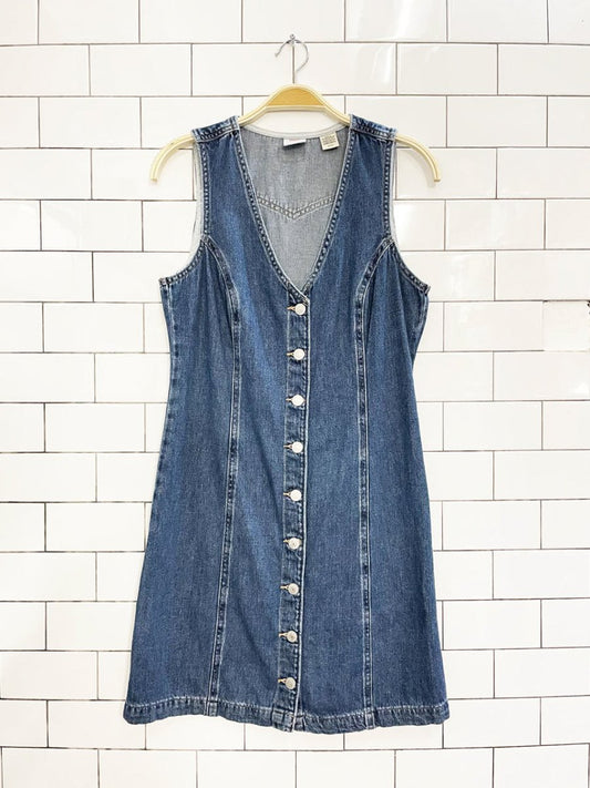 levi's white tab thora full button denim mini dress - good market thrift store
