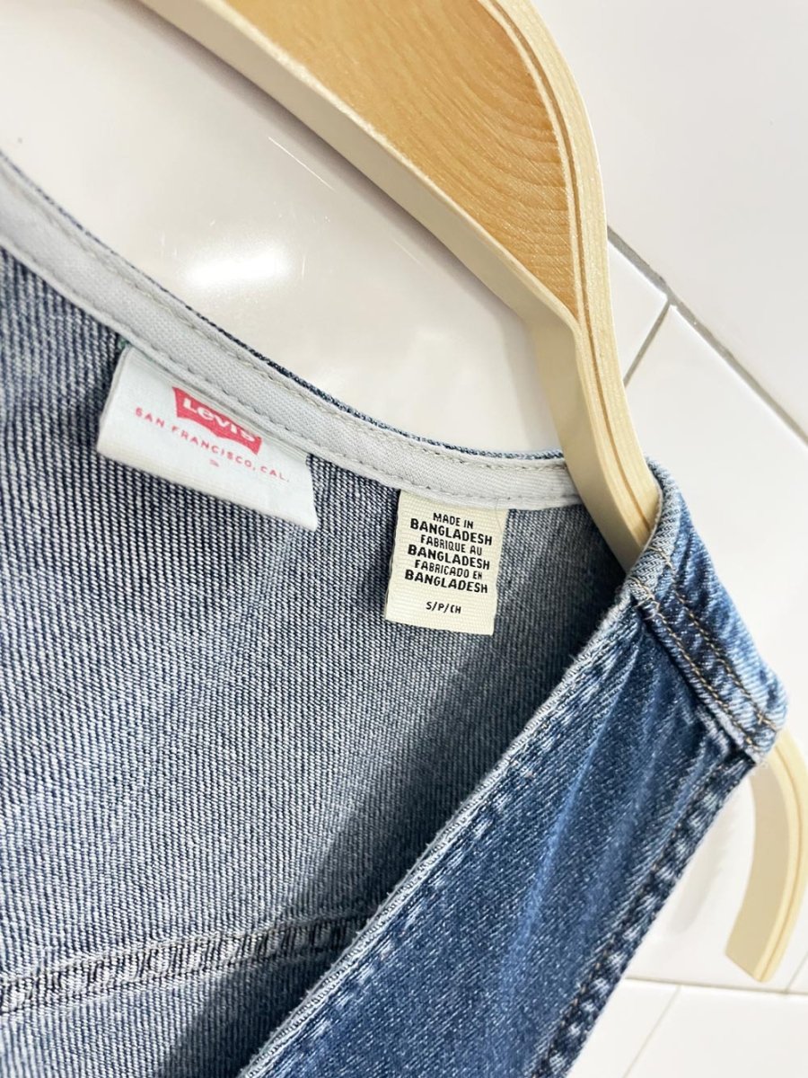 levi's white tab thora full button denim mini dress - good market thrift store