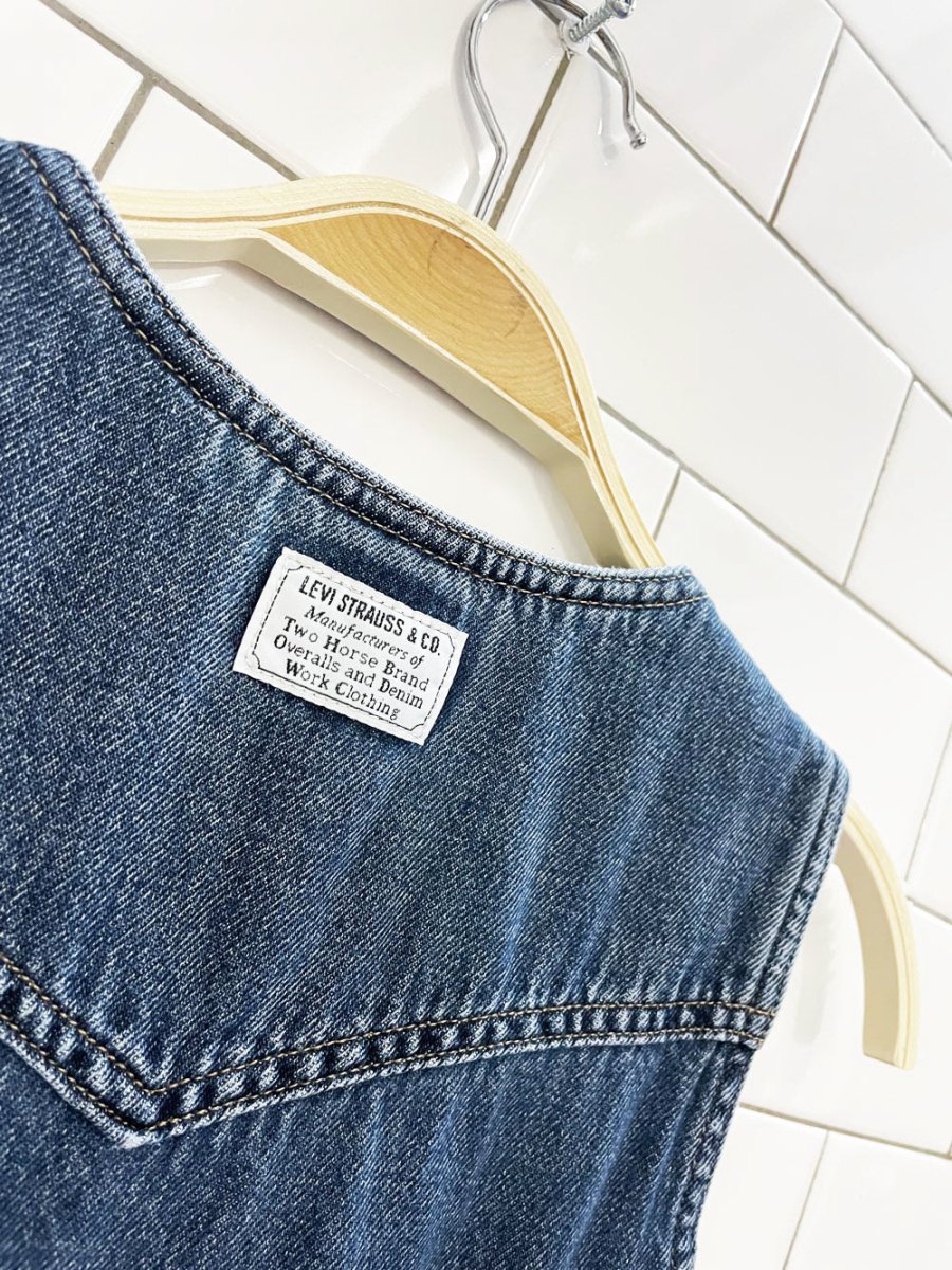 levi's white tab thora full button denim mini dress - good market thrift store