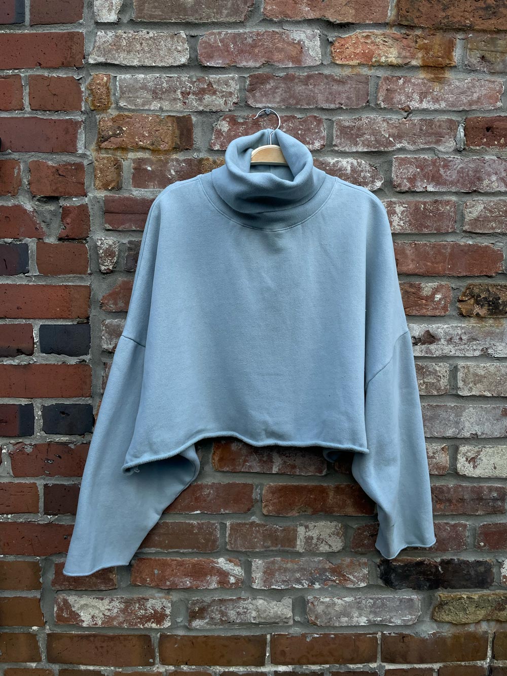 oak + fort boxy crop turtleneck sweatshirt