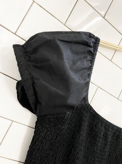 retrod smocked cut out tiered poplin mini dress - good market thrift store