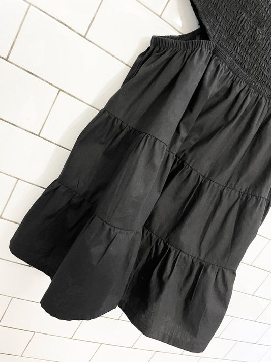 retrod smocked cut out tiered poplin mini dress - good market thrift store