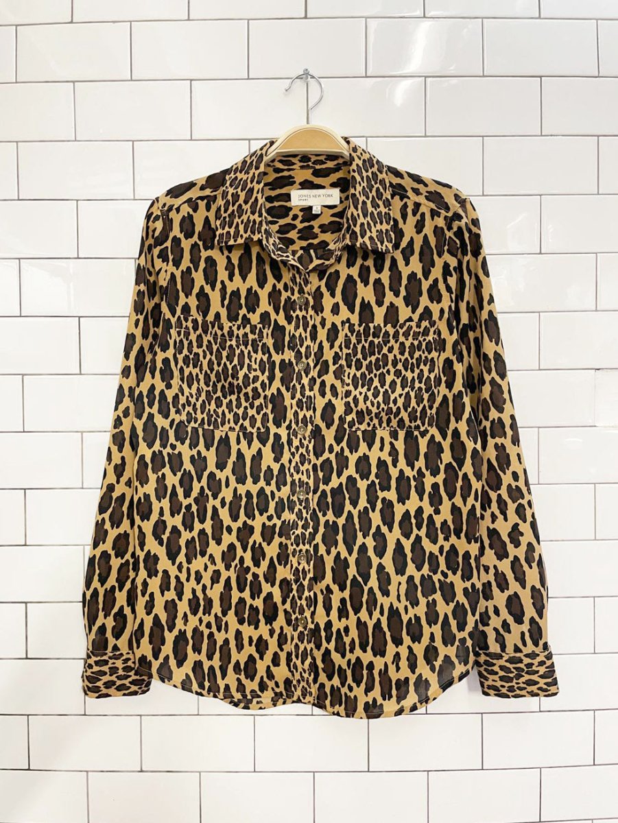 vintage 00s jones new york animal print blouse - good market thrift store
