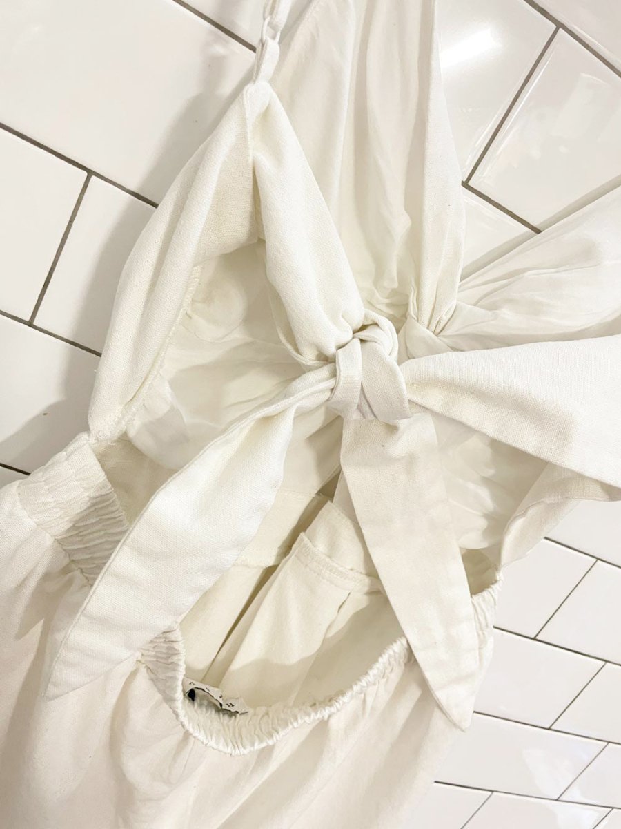 hyfv linen - blend tie back romper - good market thrift store