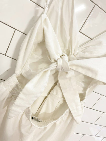 hyfv linen - blend tie back romper - good market thrift store