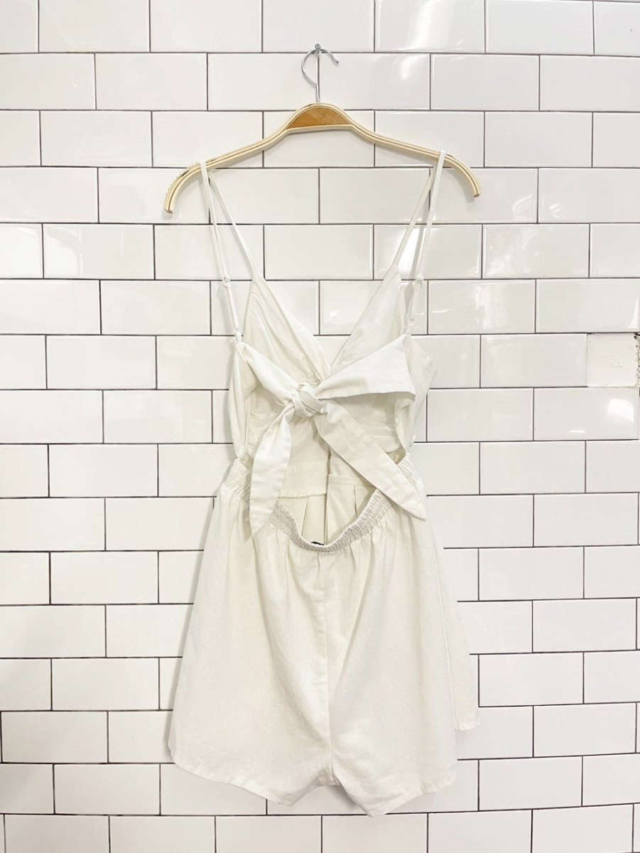 hyfv linen - blend tie back romper - good market thrift store