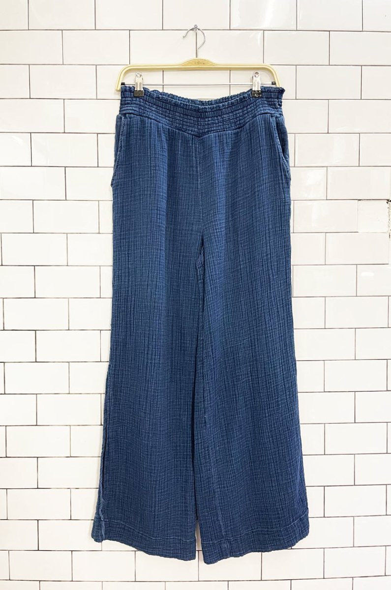 gauze cotton wide leg slit lounge pant - good market thrift store