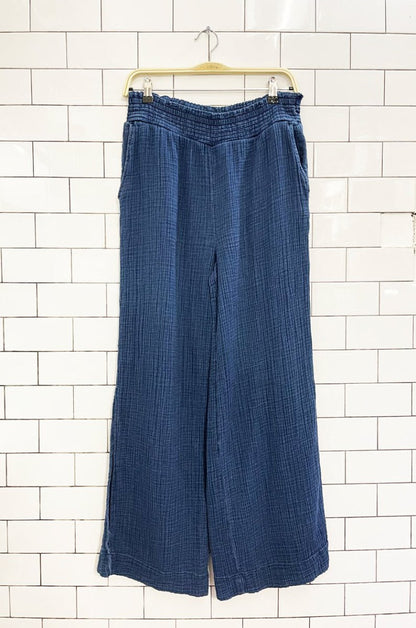gauze cotton wide leg slit lounge pant - good market thrift store