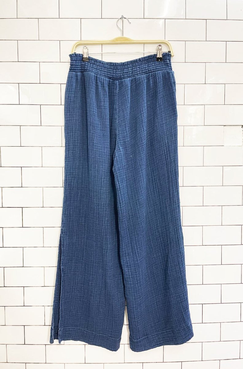gauze cotton wide leg slit lounge pant - good market thrift store
