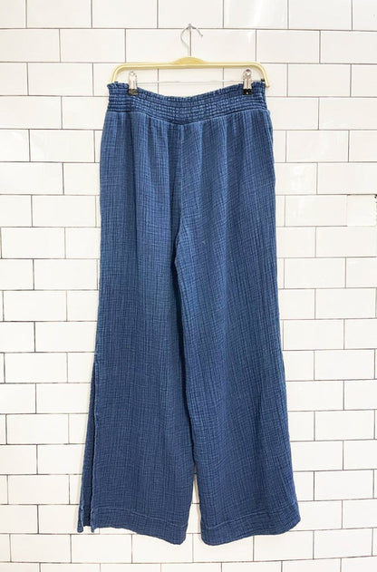 gauze cotton wide leg slit lounge pant - good market thrift store