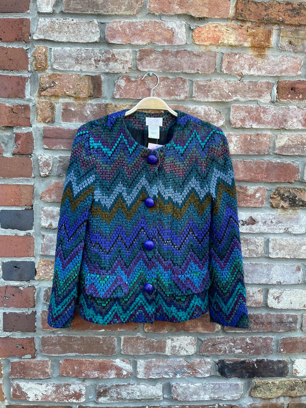 vintage letty's zig zag woven mohair blend jacket