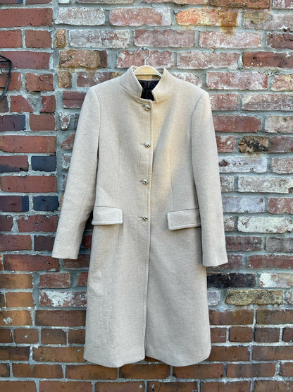 zara camel wool blend gold button jacket