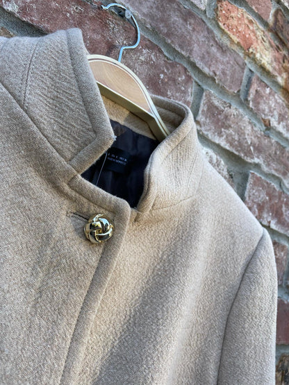 zara camel wool blend gold button jacket