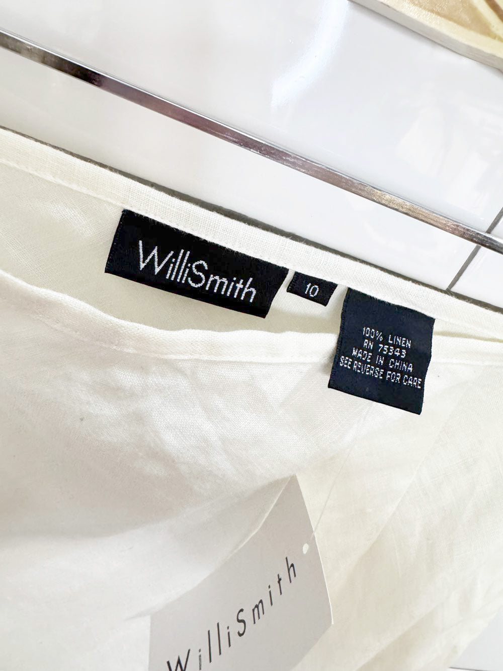 nwt vintage 00s willi smith 100% linen a-line midi skirt | deadstock