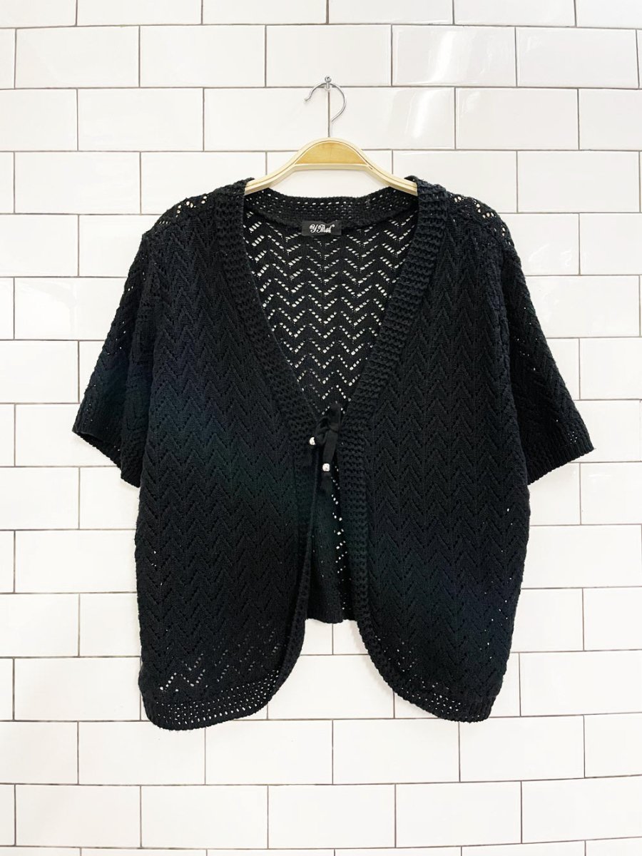 vintage 00s y that crochet knit cardigan top - good market thrift store