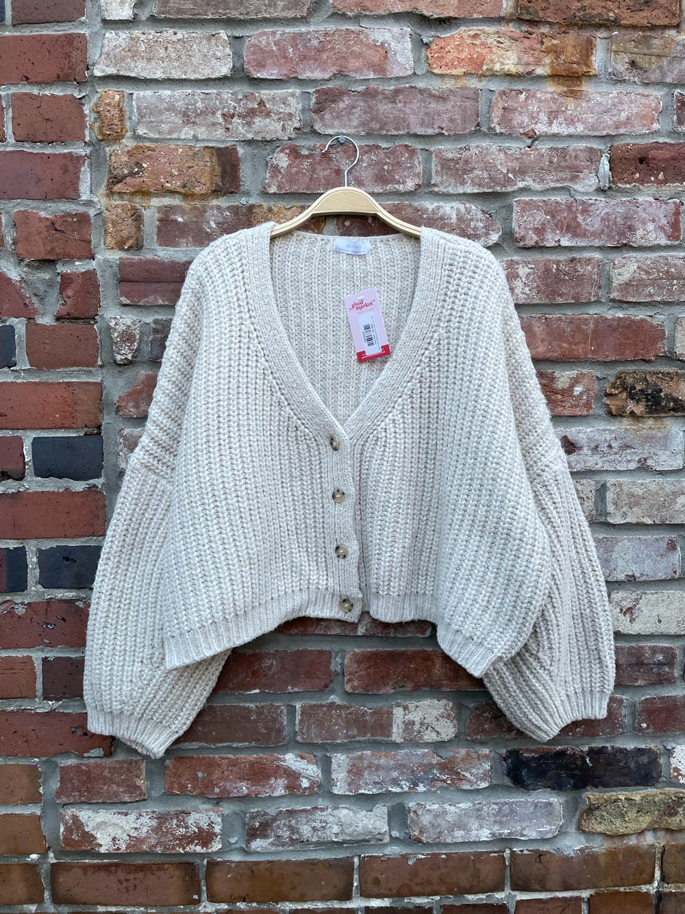 oak + fort chunky rib knit wool-blend crop cardigan