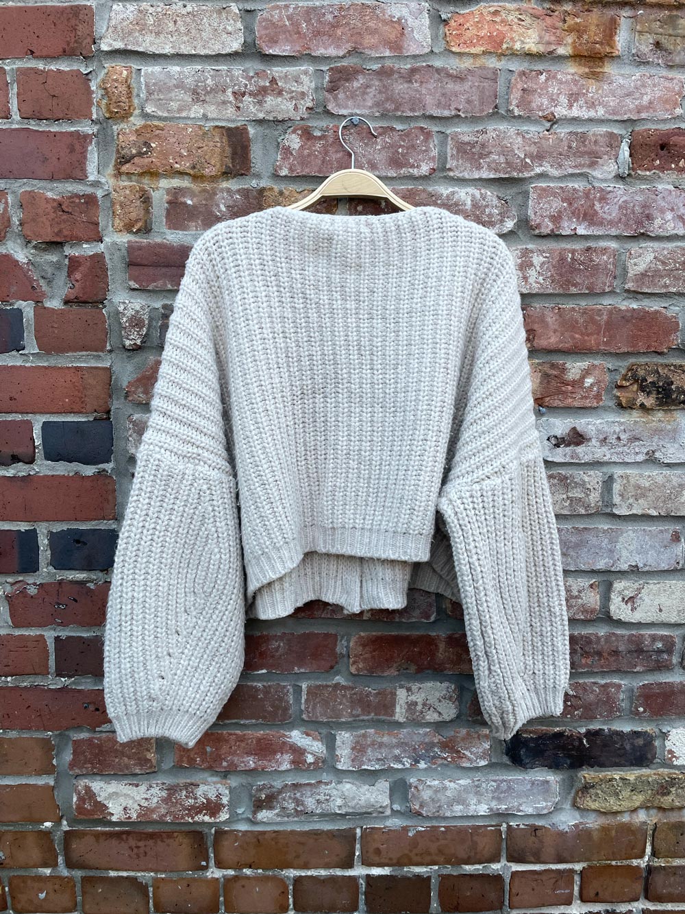 oak + fort chunky rib knit wool-blend crop cardigan