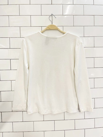 y2k dkny jeans gem logo baby rib long sleeve top - good market thrift store