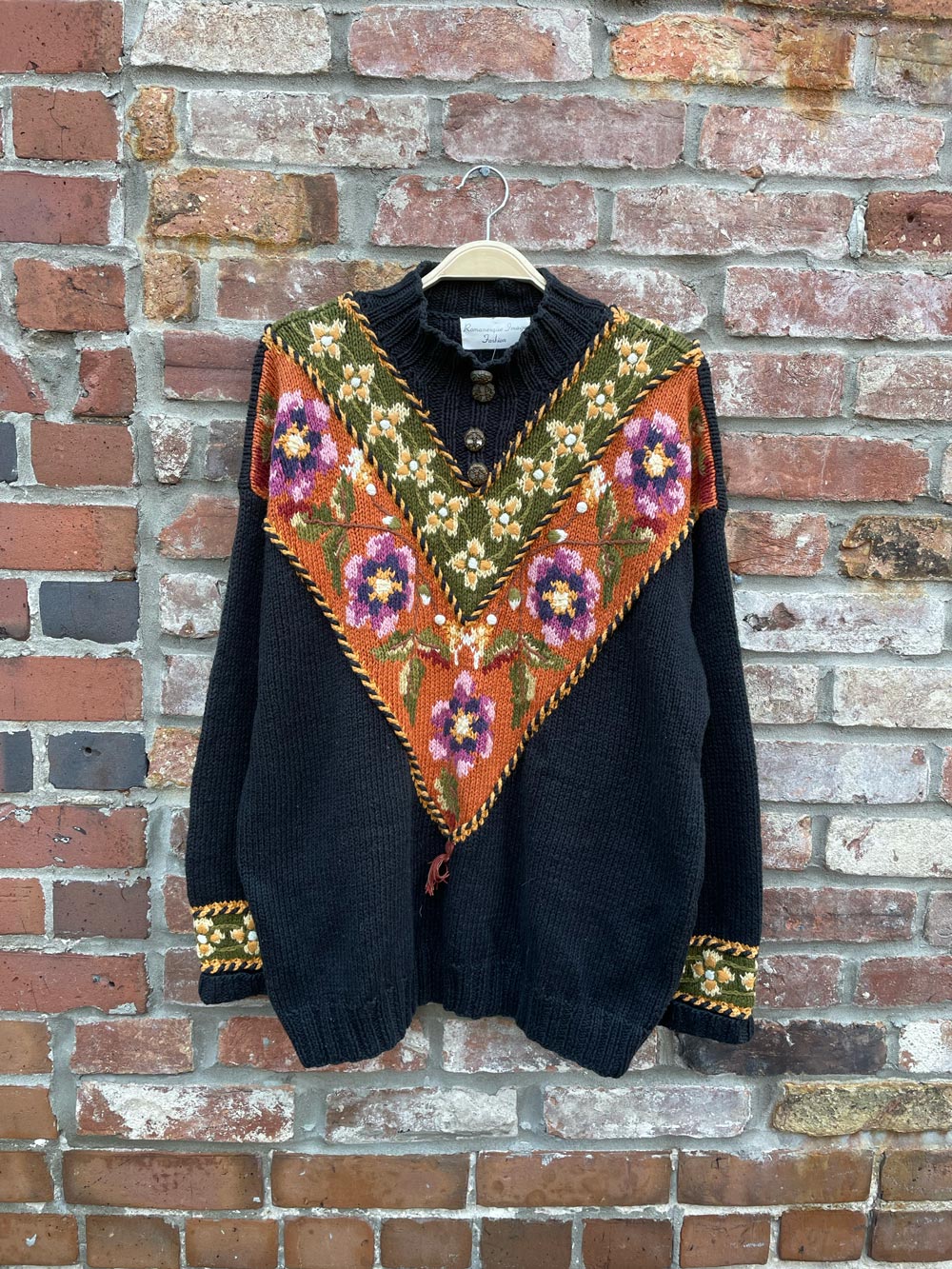 vintage romanesque fall florals knit sweater