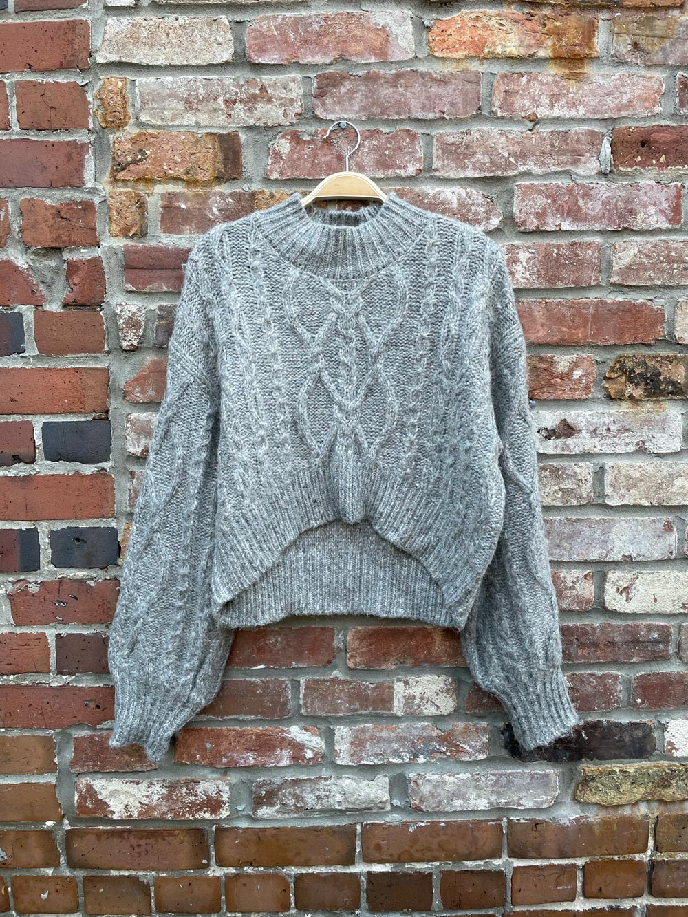 primark wool blend cable knit balloon sleeve sweater
