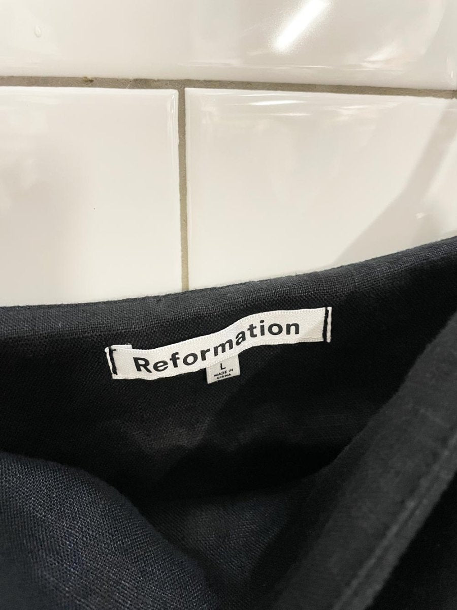 reformation 2025 aubrey 100% linen tie shoulder mini dress - good market thrift store