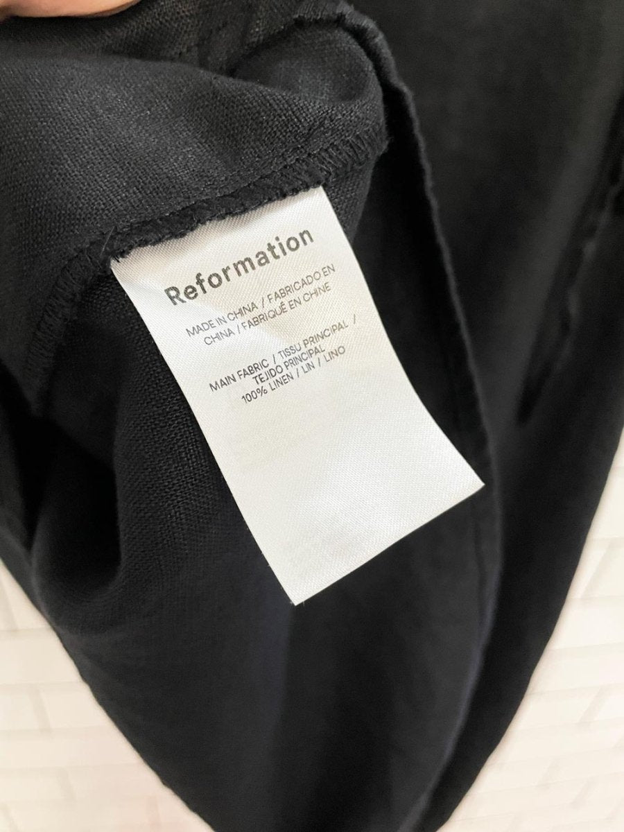 reformation 2025 aubrey 100% linen tie shoulder mini dress - good market thrift store