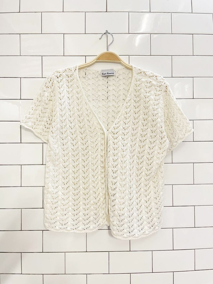 vintage 00s knit resource crochet knit cardigan top - good market thrift store
