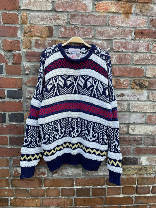 vintage 90s campus crew cotton anchor knit crew