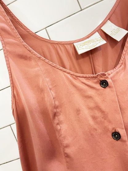 vintage 90s silk & satin 100% silk full button slip dress - good market thrift store