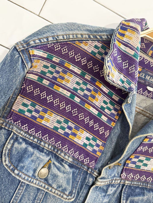 vintage 80s el huarache boho woven denim jacket