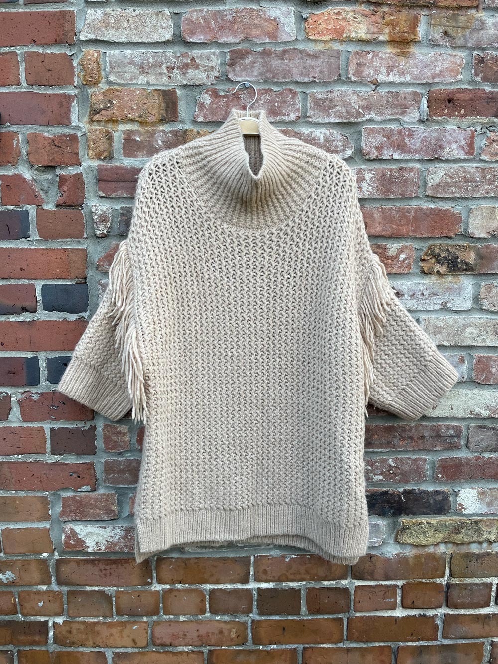 club monaco oversized fringe sleeve alpaca sweater