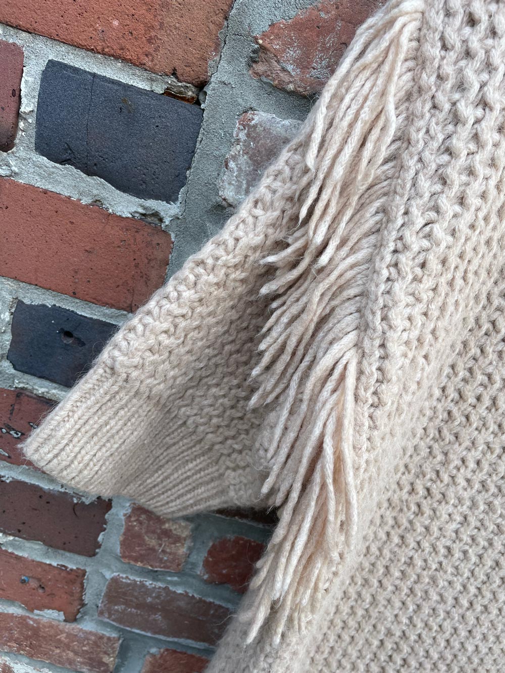 club monaco oversized fringe sleeve alpaca sweater
