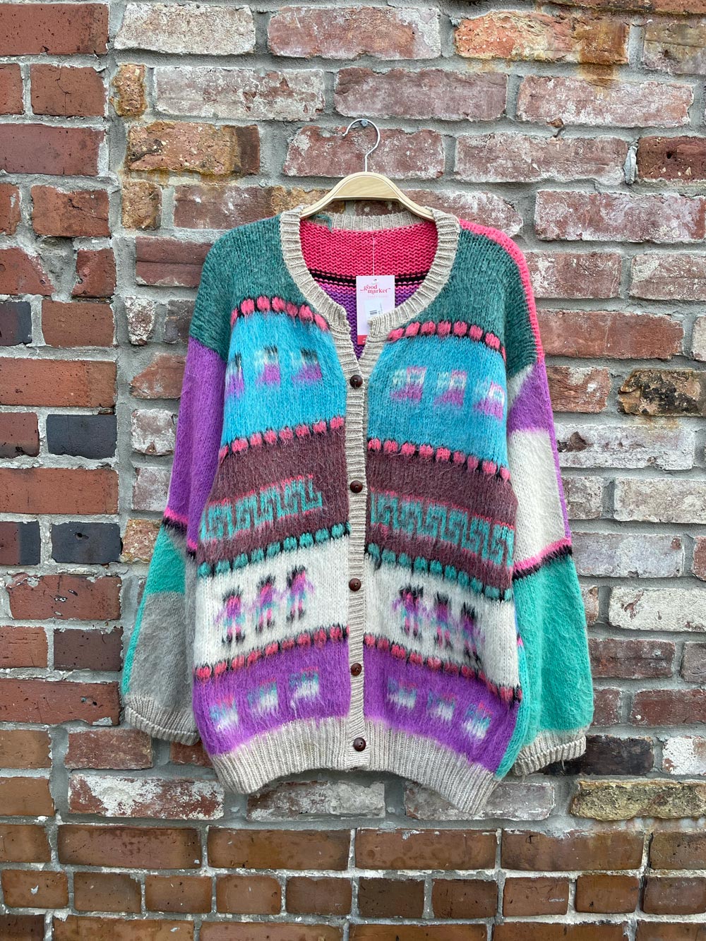 vintage 90s peruvian mohair-blend knit cardigan