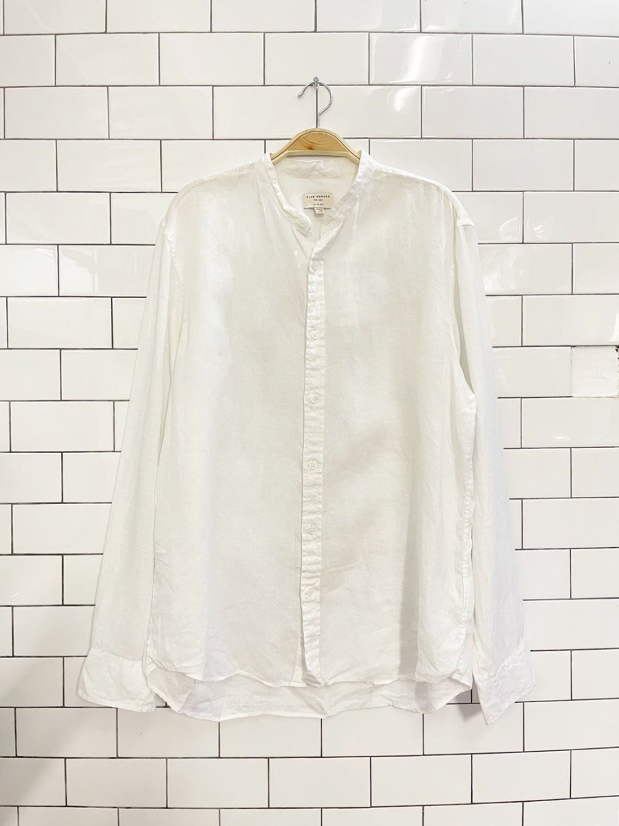 club monaco 100% linen grandad collar shirt - good market thrift store