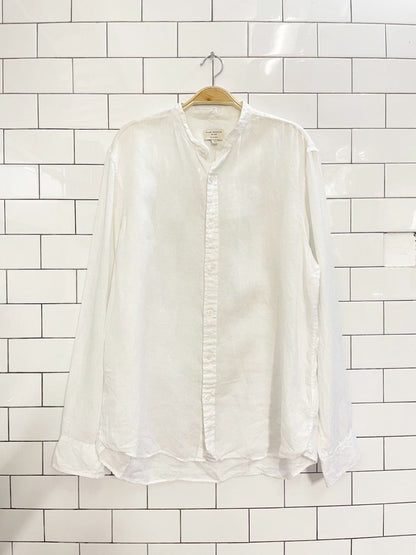 club monaco 100% linen grandad collar shirt - good market thrift store