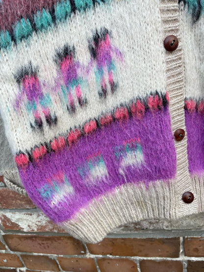 vintage 90s peruvian mohair-blend knit cardigan