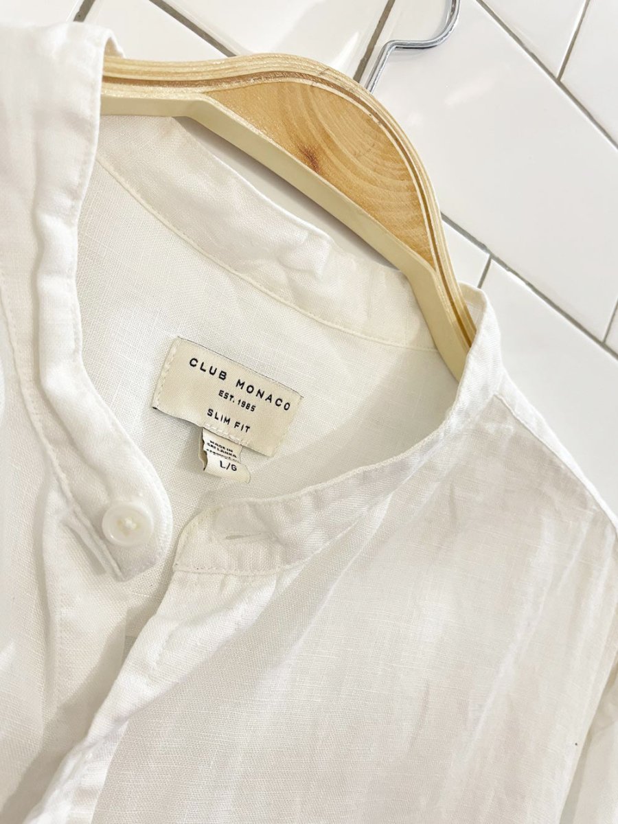 club monaco 100% linen grandad collar shirt - good market thrift store