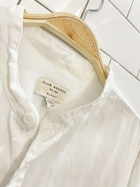 club monaco 100% linen grandad collar shirt - good market thrift store