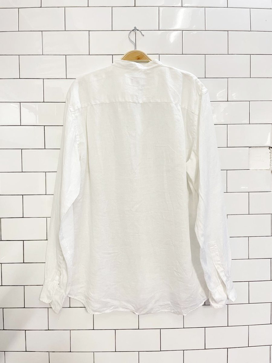 club monaco 100% linen grandad collar shirt - good market thrift store