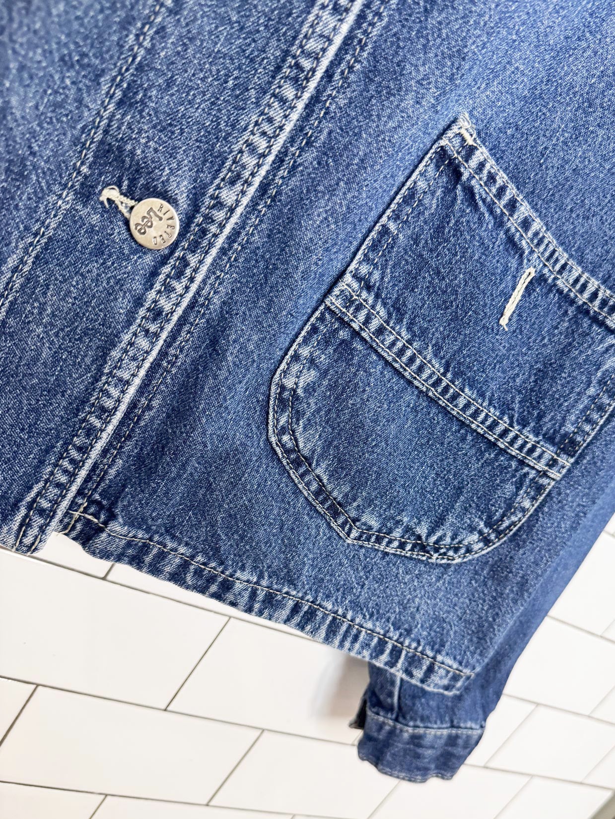 vintage 90s riveted lee dungarees denim shirt jacket