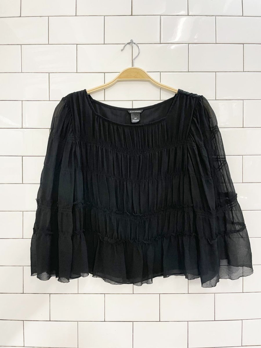 club monaco 100% silk chiffon tiered blouse - good market thrift store