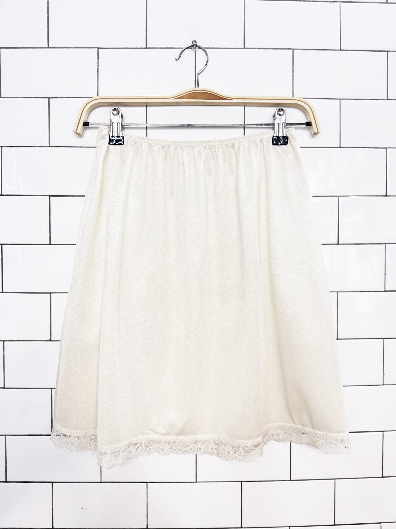 vintage deena lace trim sateen mini slip skirt | made in USA