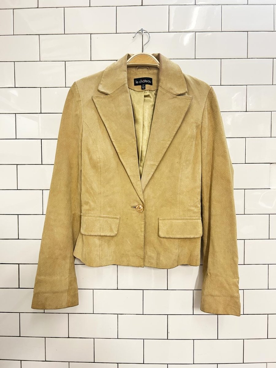 vintage 00s le chateau suede leather jacket - good market thrift store