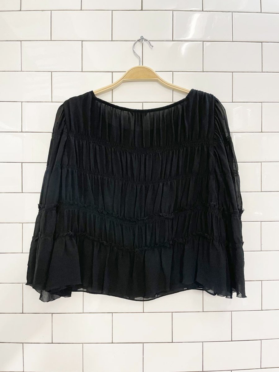 club monaco 100% silk chiffon tiered blouse - good market thrift store
