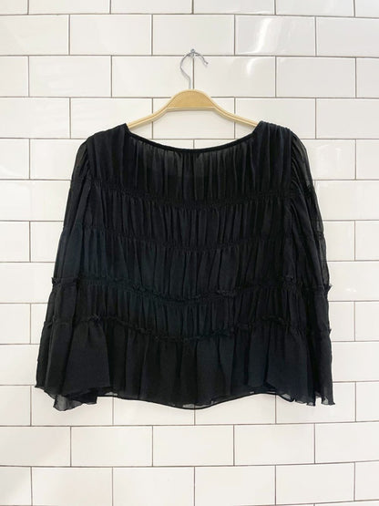 club monaco 100% silk chiffon tiered blouse - good market thrift store