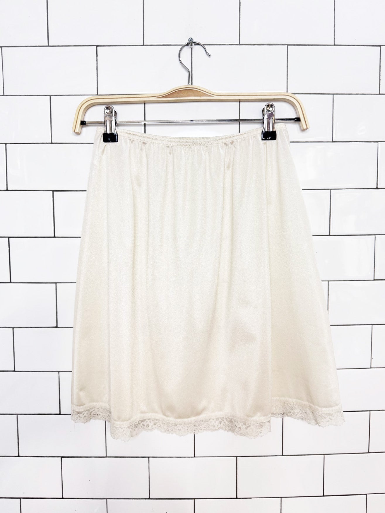 vintage deena lace trim sateen mini slip skirt | made in USA