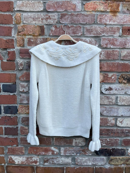 zara embroidered collar knit sweater