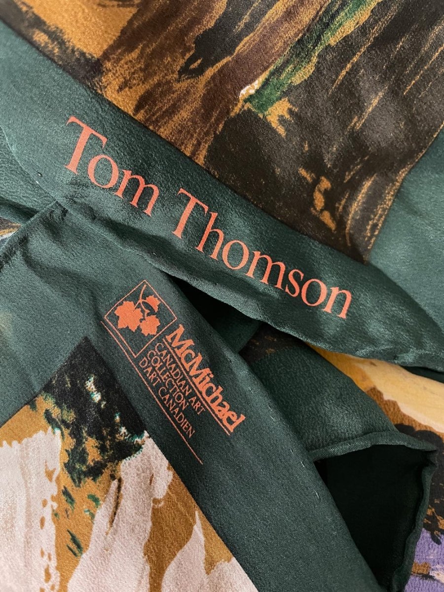 vintage 80s tom thomson wildflowers mulberry silk hand rolled scarf - good market thrift store