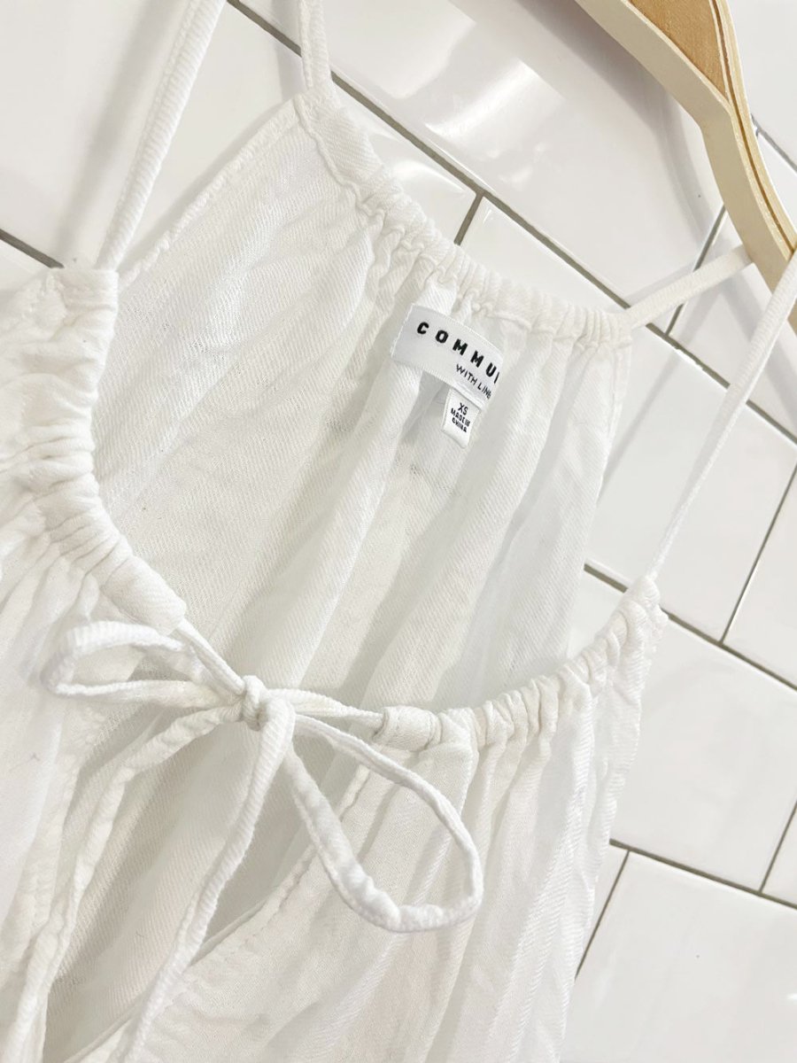 community elgin linen - blend oversized flowy top - good market thrift store