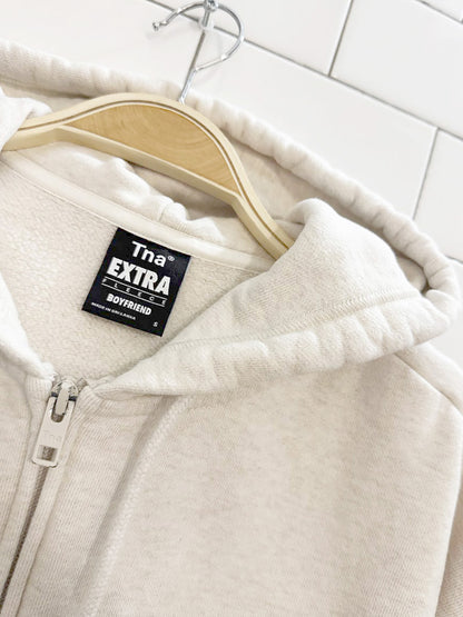 tna extra fleece boyfriend full zip hoodie | aritzia